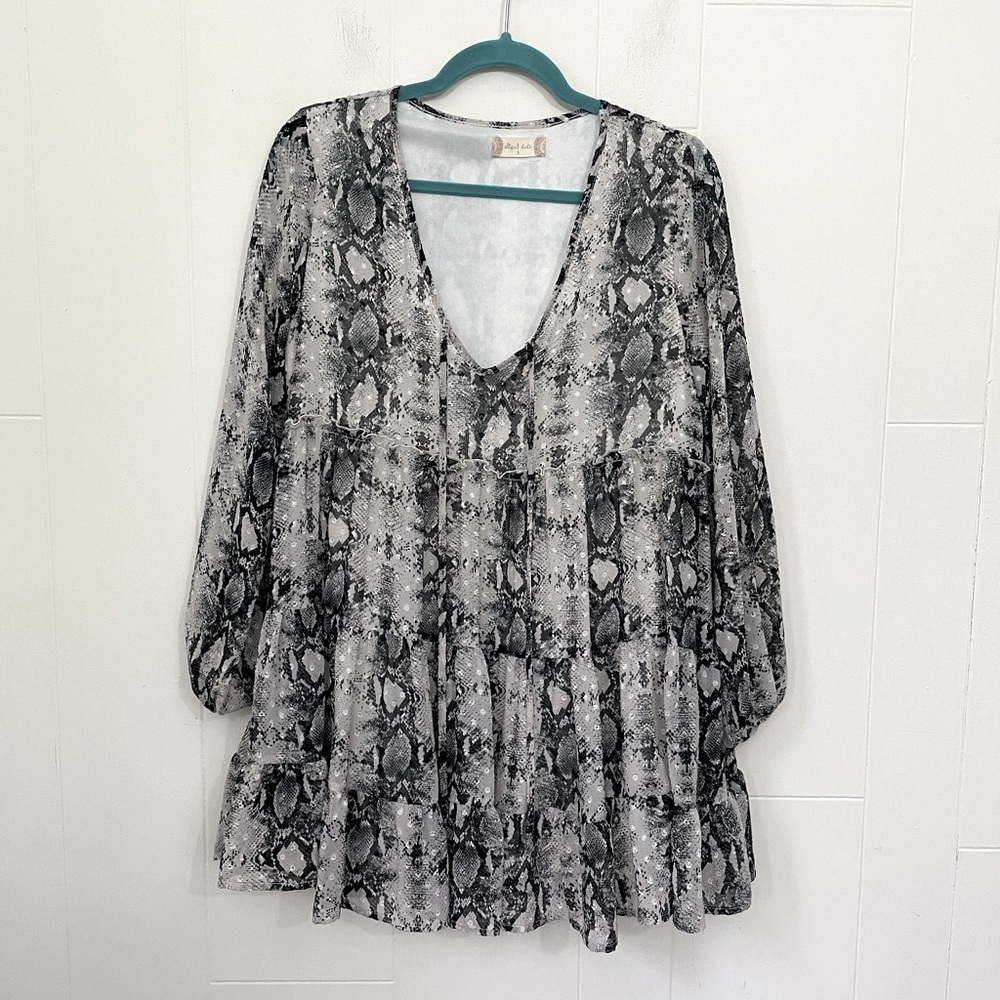 Altar’d State Long Sleeve Animal Print Dress Size S Croc Snake Whimsy Goth